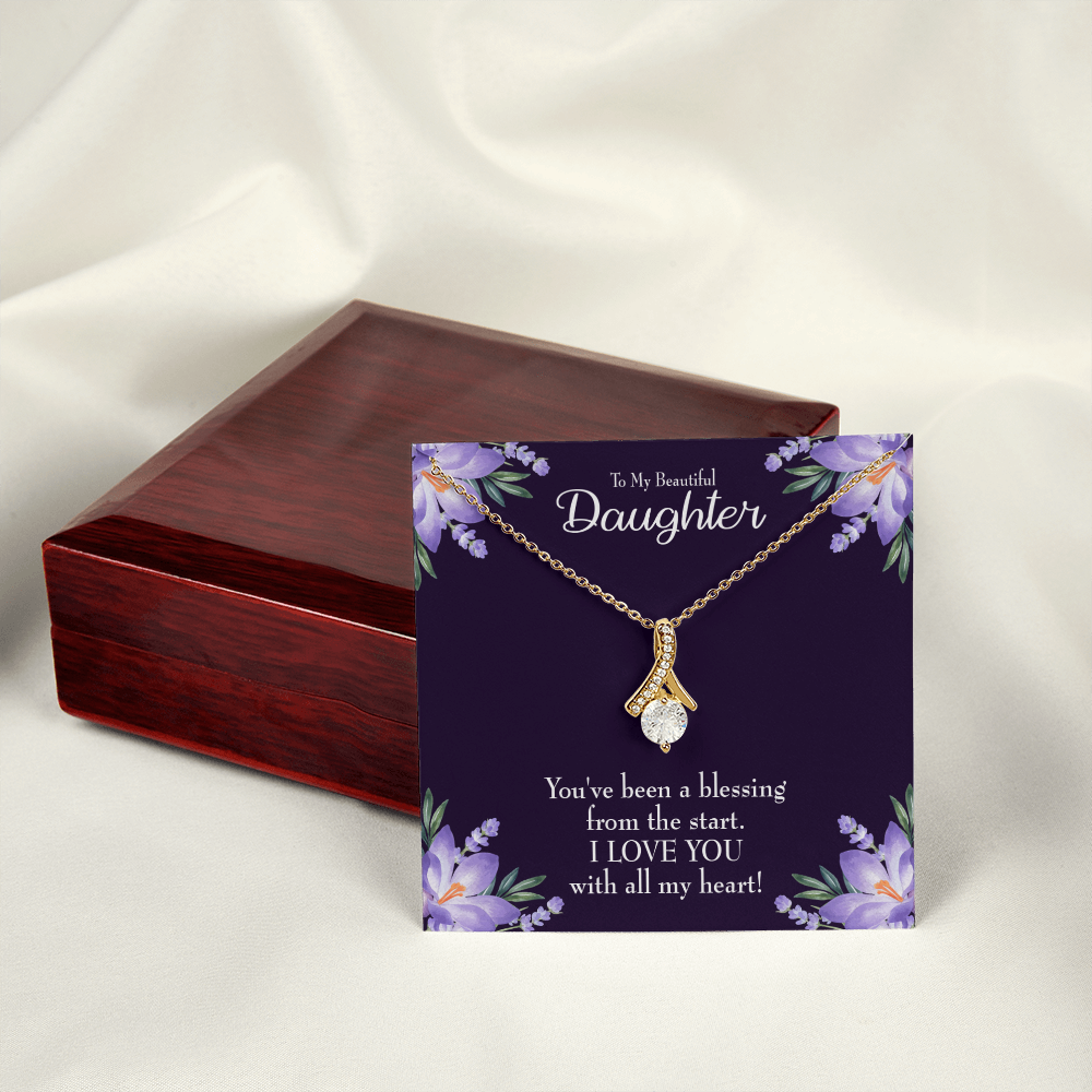 To My Daughter You've Been a Blessing Alluring Ribbon Necklace Message Card-Express Your Love Gifts