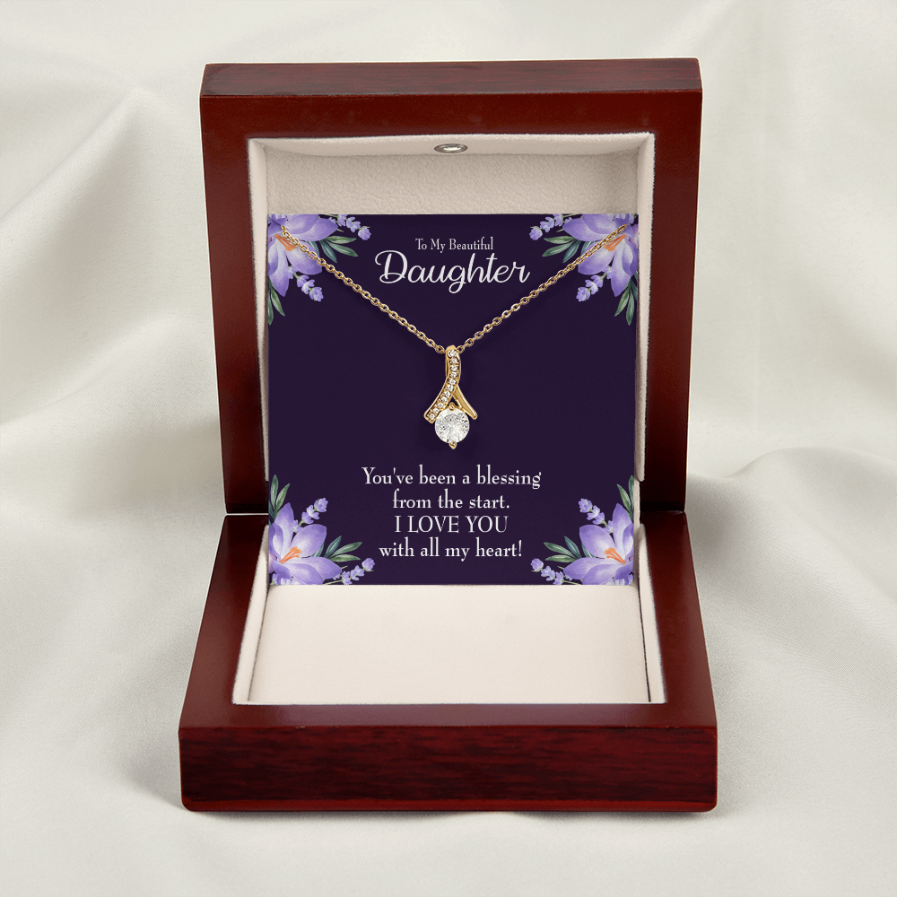 To My Daughter You've Been a Blessing Alluring Ribbon Necklace Message Card-Express Your Love Gifts