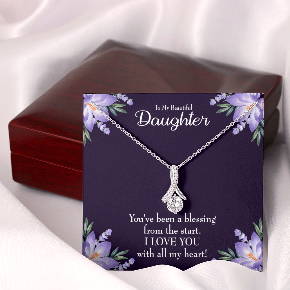 To My Daughter You've Been a Blessing Alluring Ribbon Necklace Message Card-Express Your Love Gifts