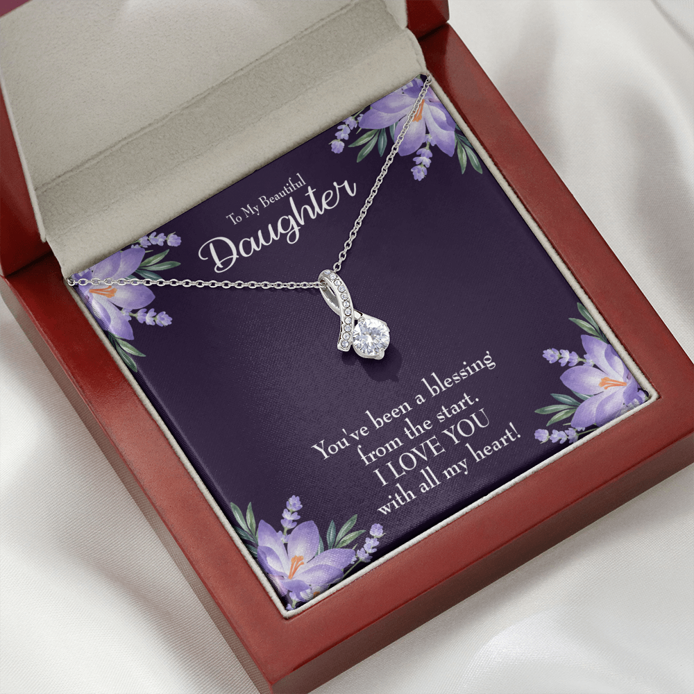 To My Daughter You've Been a Blessing Alluring Ribbon Necklace Message Card-Express Your Love Gifts