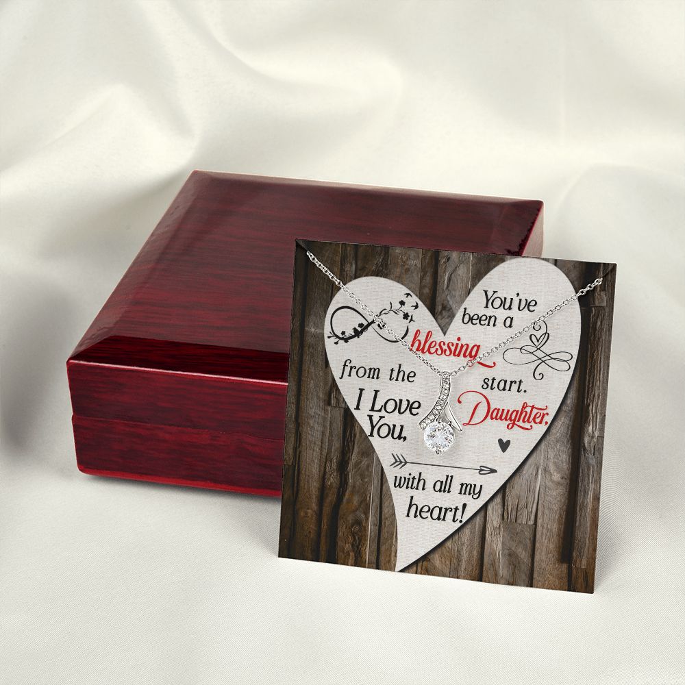 To My Daughter You’ve Been a Blessing Alluring Ribbon Necklace Message Card-Express Your Love Gifts