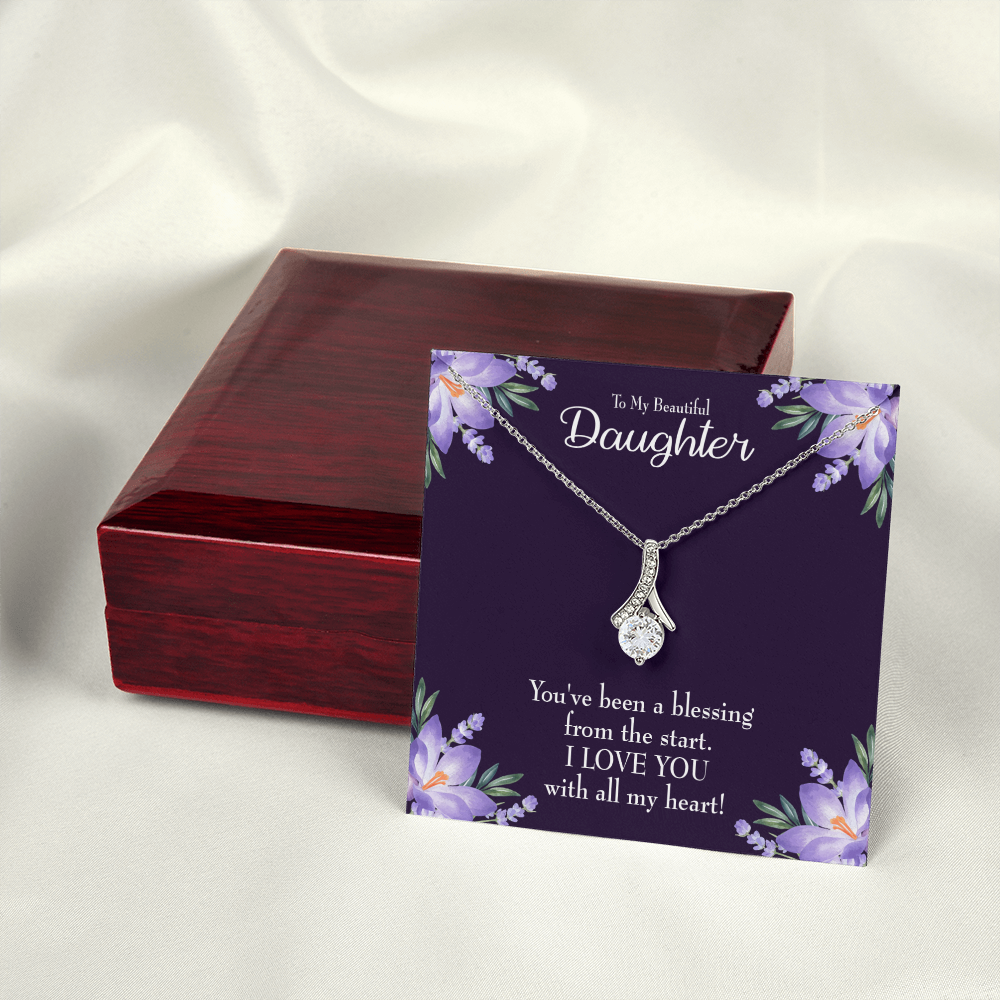 To My Daughter You've Been a Blessing Alluring Ribbon Necklace Message Card-Express Your Love Gifts