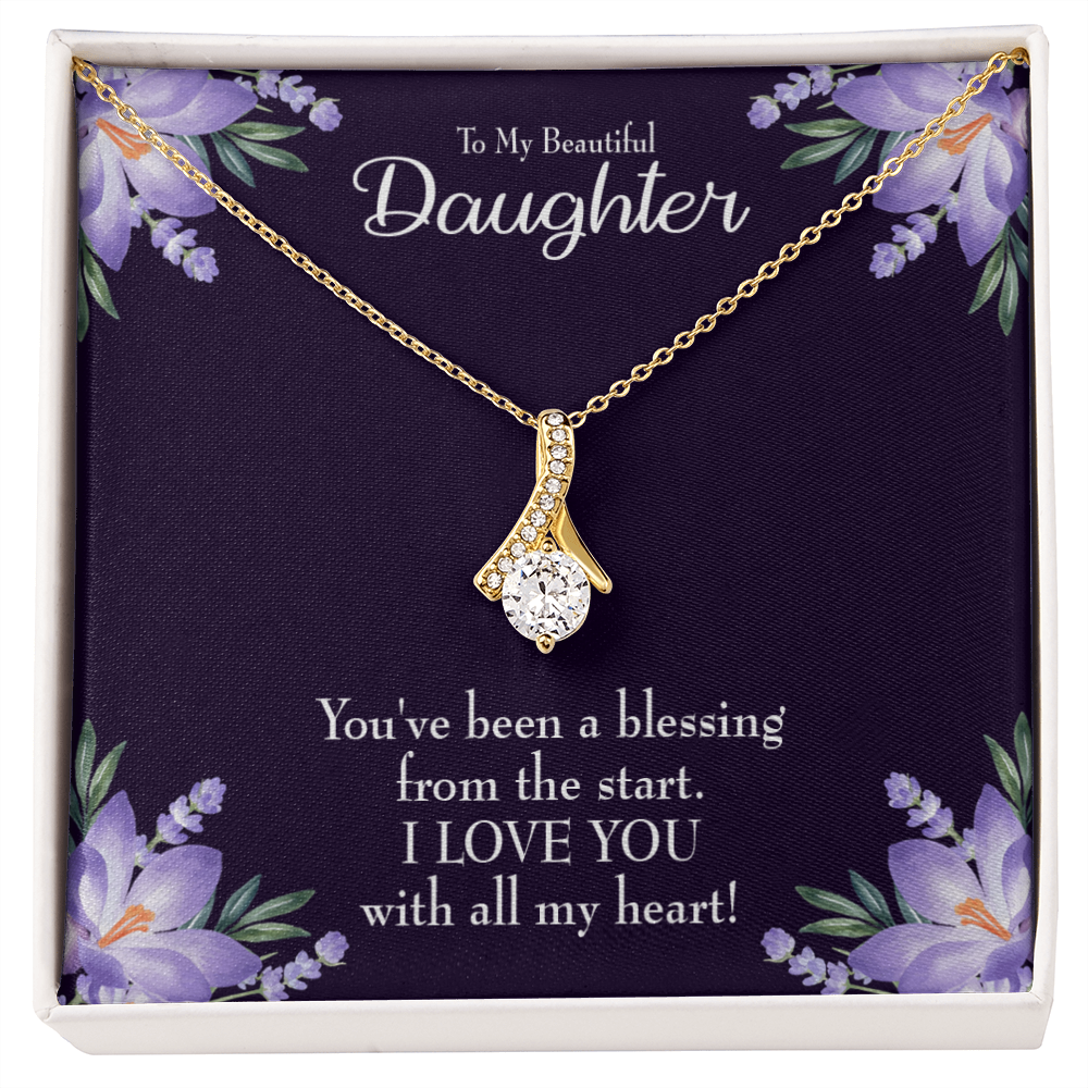 To My Daughter You've Been a Blessing Alluring Ribbon Necklace Message Card-Express Your Love Gifts