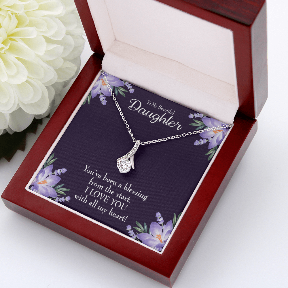 To My Daughter You've Been a Blessing Alluring Ribbon Necklace Message Card-Express Your Love Gifts