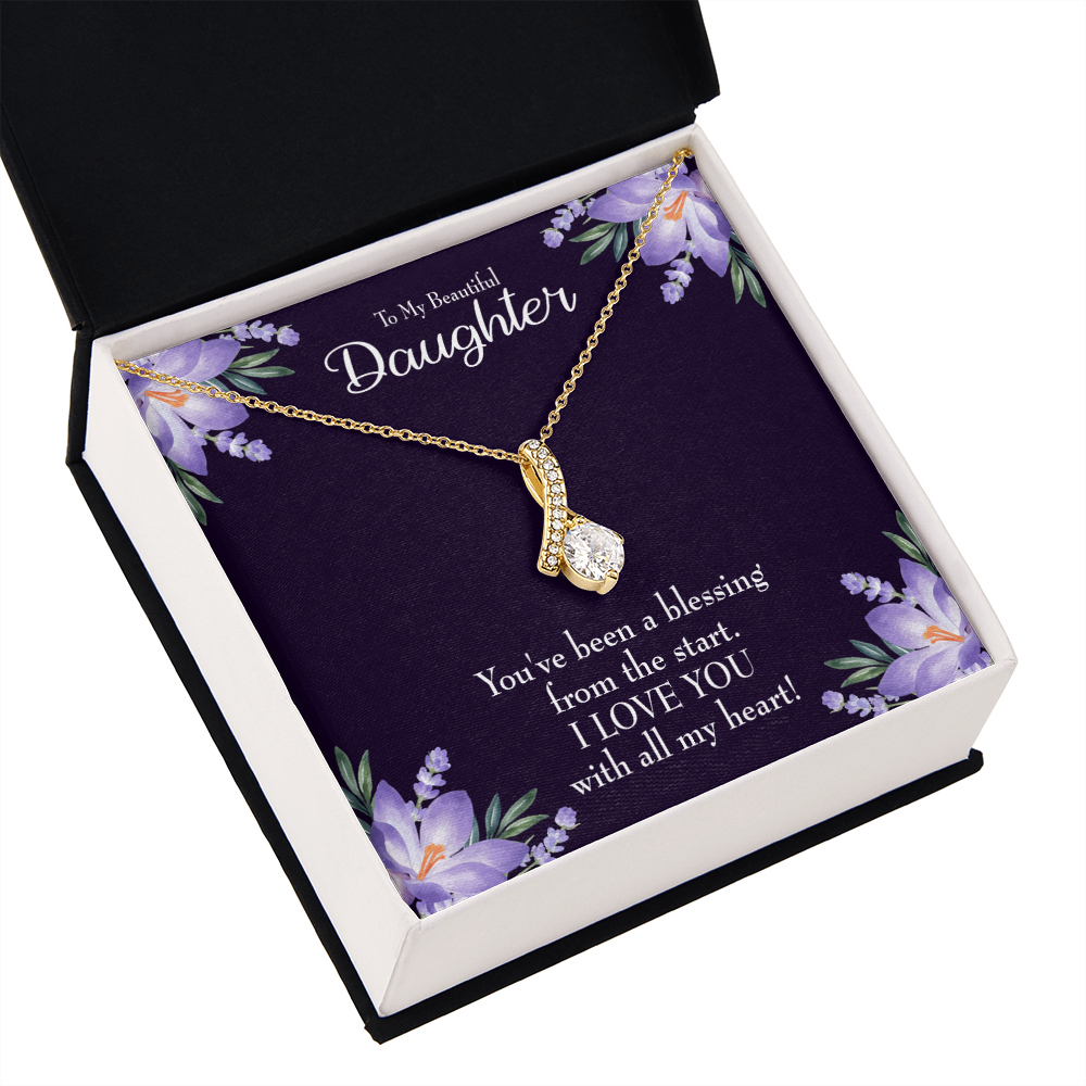 To My Daughter You've Been a Blessing Alluring Ribbon Necklace Message Card-Express Your Love Gifts