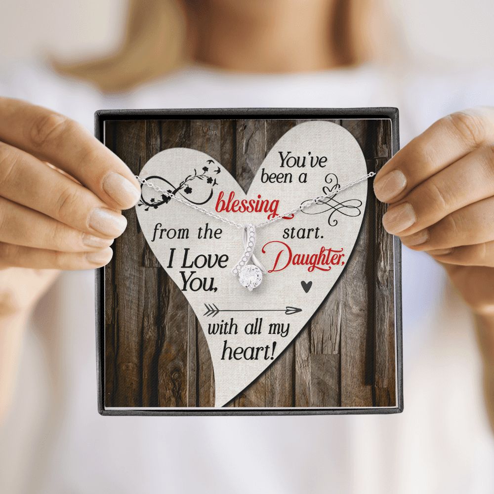 To My Daughter You’ve Been a Blessing Alluring Ribbon Necklace Message Card-Express Your Love Gifts