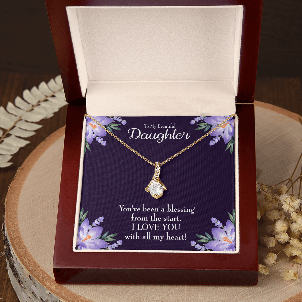 To My Daughter You've Been a Blessing Alluring Ribbon Necklace Message Card-Express Your Love Gifts