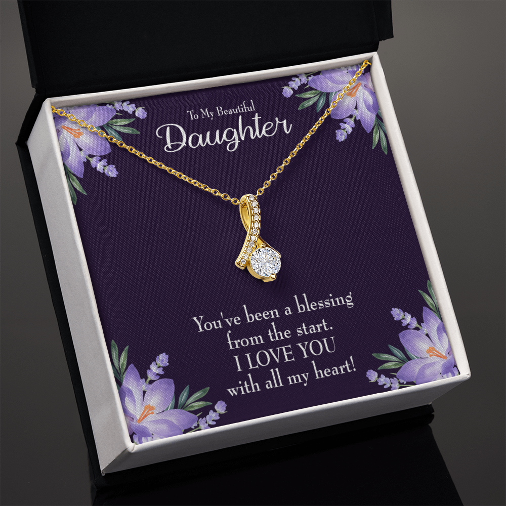To My Daughter You've Been a Blessing Alluring Ribbon Necklace Message Card-Express Your Love Gifts