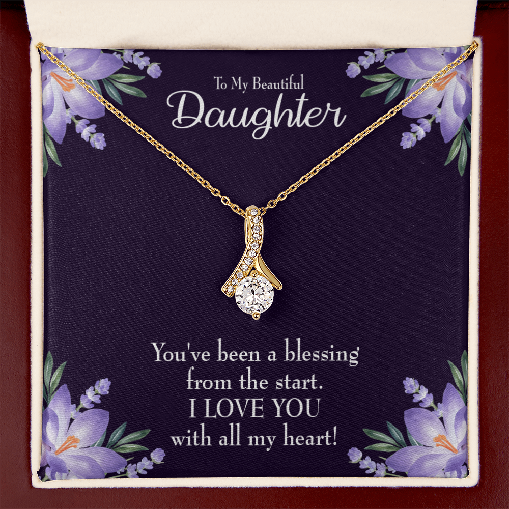 To My Daughter You've Been a Blessing Alluring Ribbon Necklace Message Card-Express Your Love Gifts