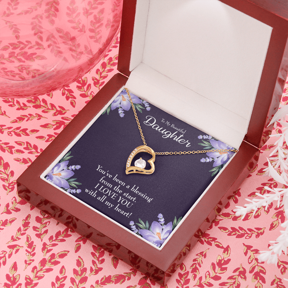 To My Daughter You've Been a Blessing Forever Necklace w Message Card-Express Your Love Gifts