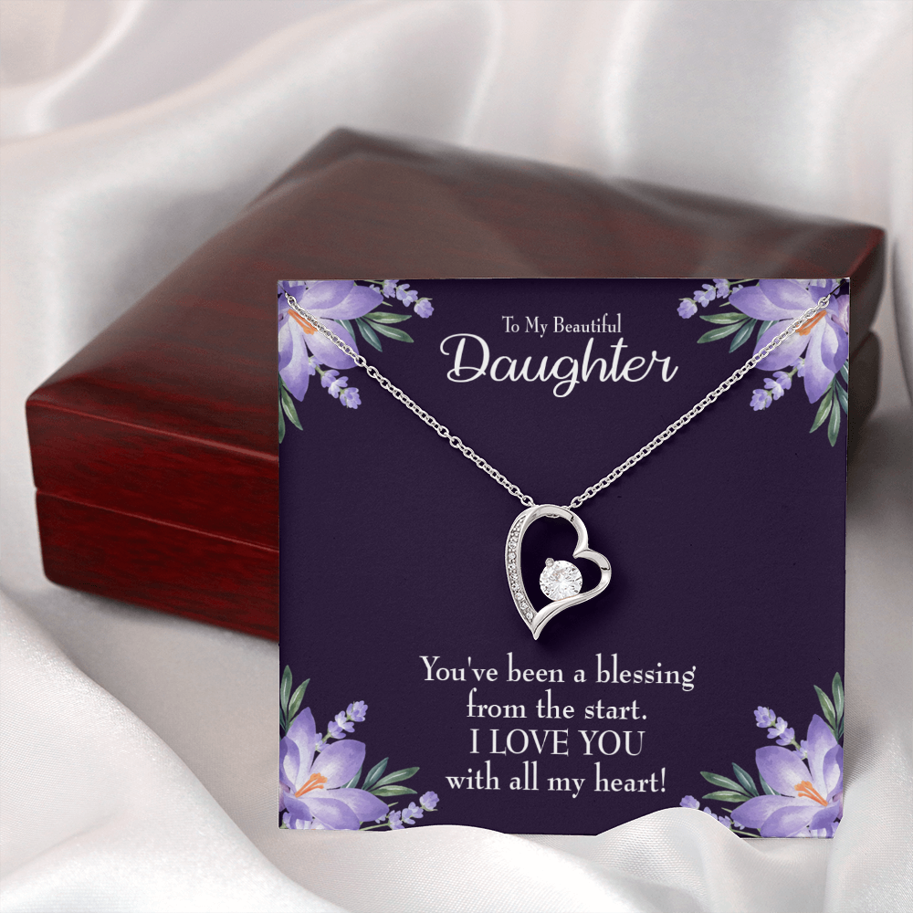 To My Daughter You've Been a Blessing Forever Necklace w Message Card-Express Your Love Gifts