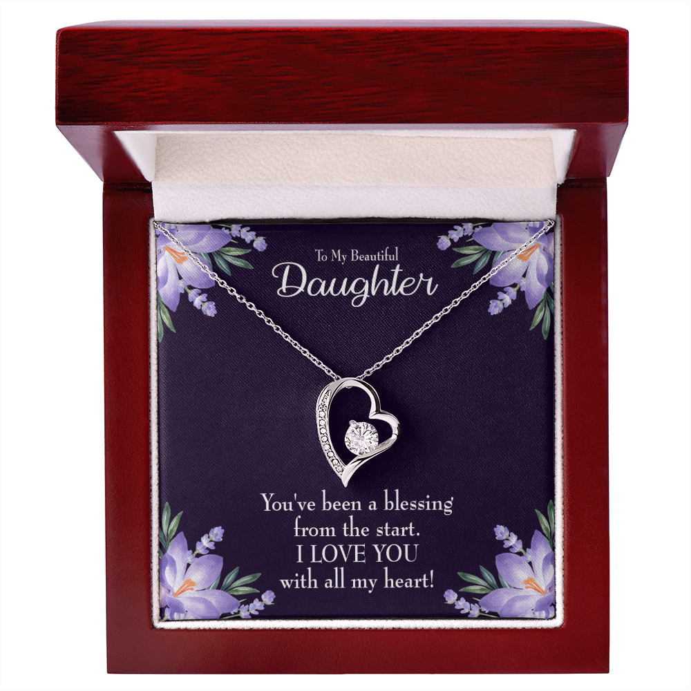 To My Daughter You've Been a Blessing Forever Necklace w Message Card-Express Your Love Gifts