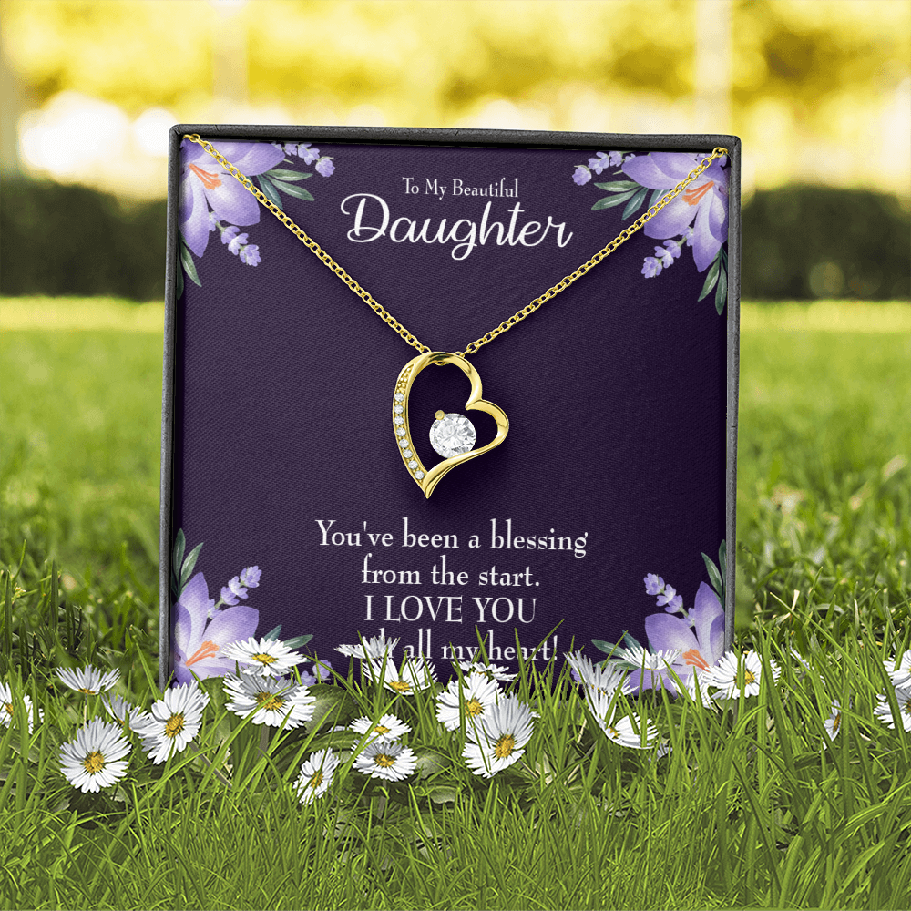 To My Daughter You've Been a Blessing Forever Necklace w Message Card-Express Your Love Gifts