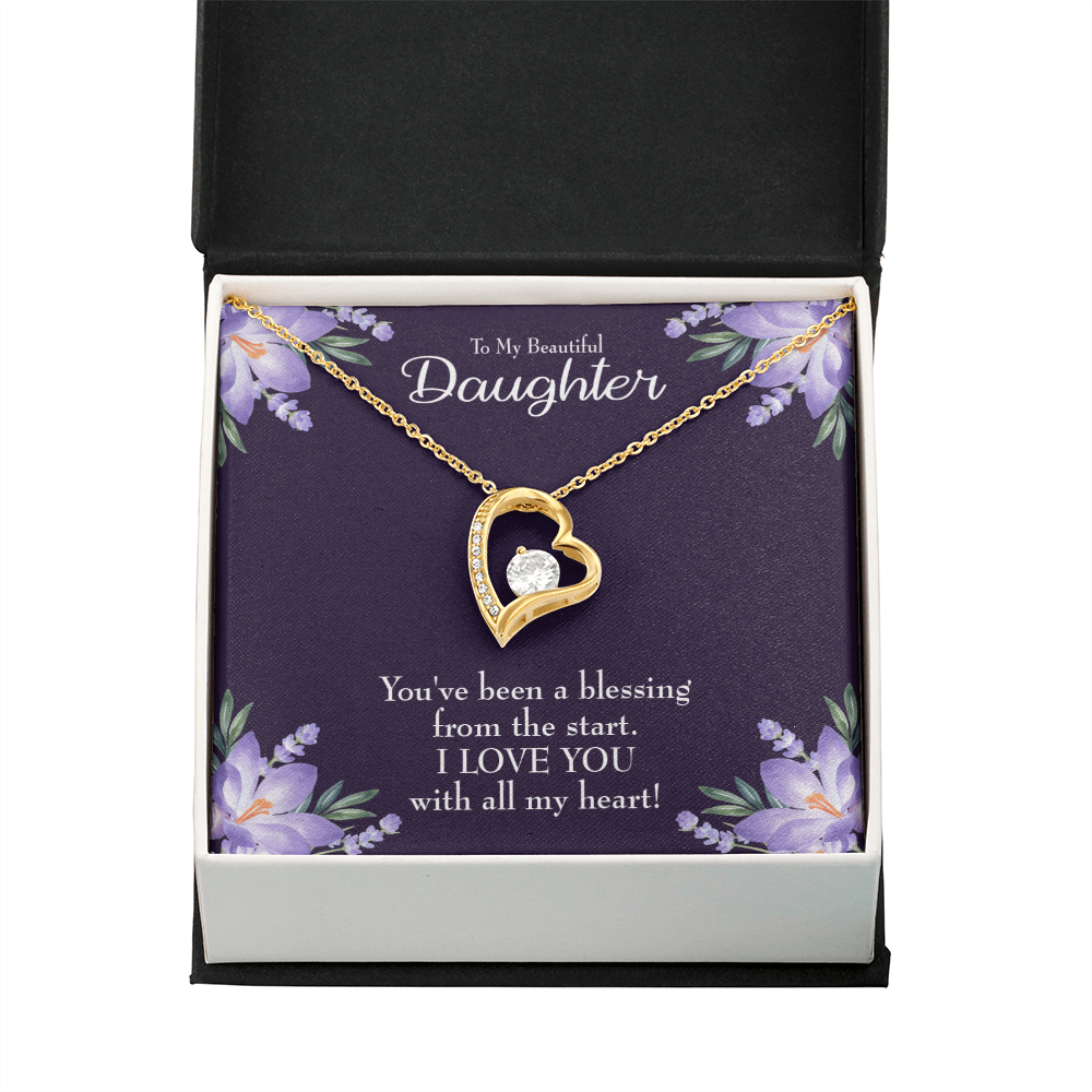 To My Daughter You've Been a Blessing Forever Necklace w Message Card-Express Your Love Gifts