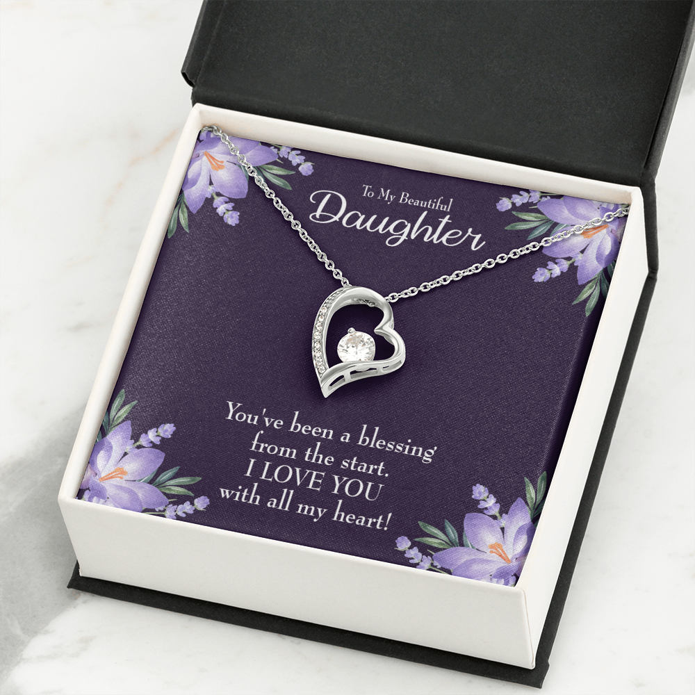 To My Daughter You've Been a Blessing Forever Necklace w Message Card-Express Your Love Gifts