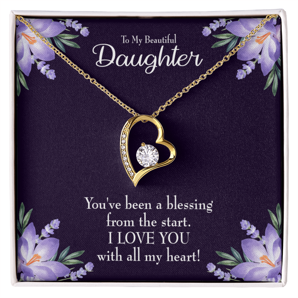 To My Daughter You've Been a Blessing Forever Necklace w Message Card-Express Your Love Gifts