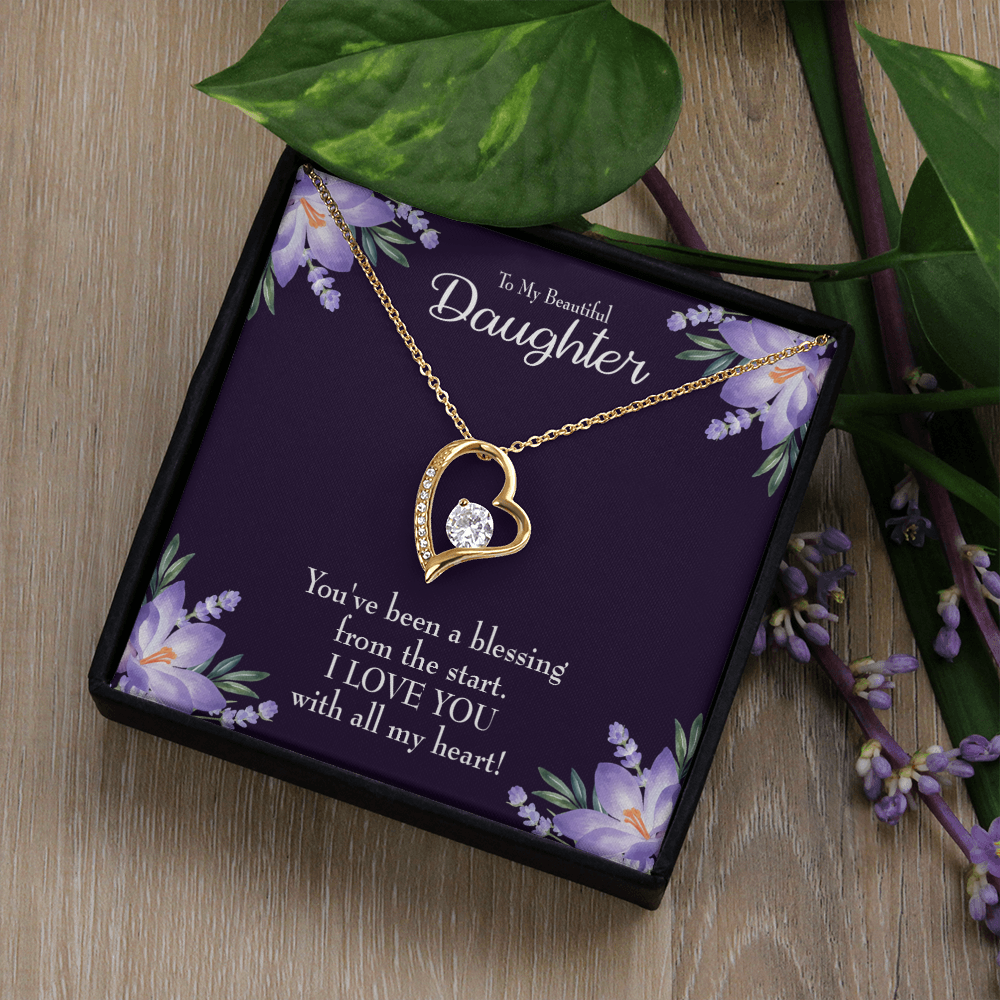 To My Daughter You've Been a Blessing Forever Necklace w Message Card-Express Your Love Gifts