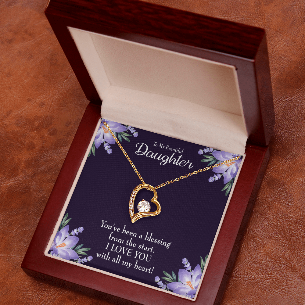 To My Daughter You've Been a Blessing Forever Necklace w Message Card-Express Your Love Gifts