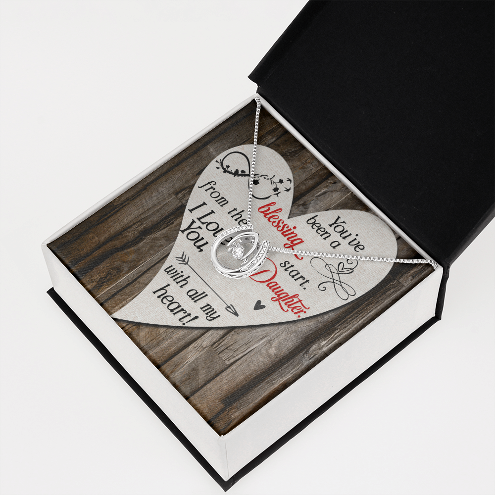 To My Daughter You’ve been a blessing Lucky Horseshoe Necklace Message Card 14k w CZ Crystals-Express Your Love Gifts