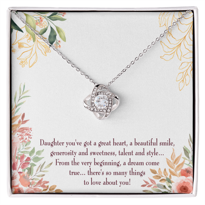 To My Daughter You've Got a Great Heart Infinity Knot Necklace Message Card-Express Your Love Gifts