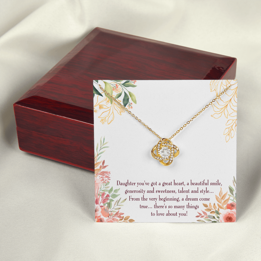 To My Daughter You've Got a Great Heart Infinity Knot Necklace Message Card-Express Your Love Gifts