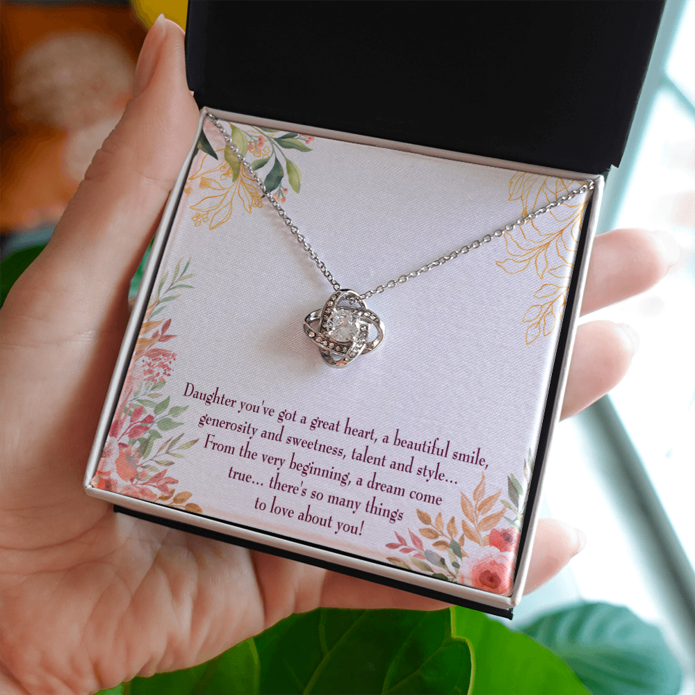 To My Daughter You've Got a Great Heart Infinity Knot Necklace Message Card-Express Your Love Gifts