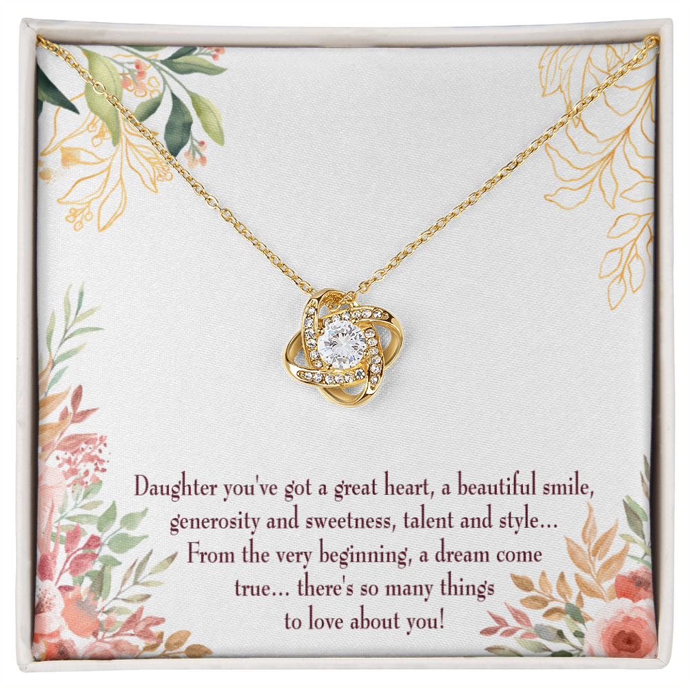 To My Daughter You've Got a Great Heart Infinity Knot Necklace Message Card-Express Your Love Gifts