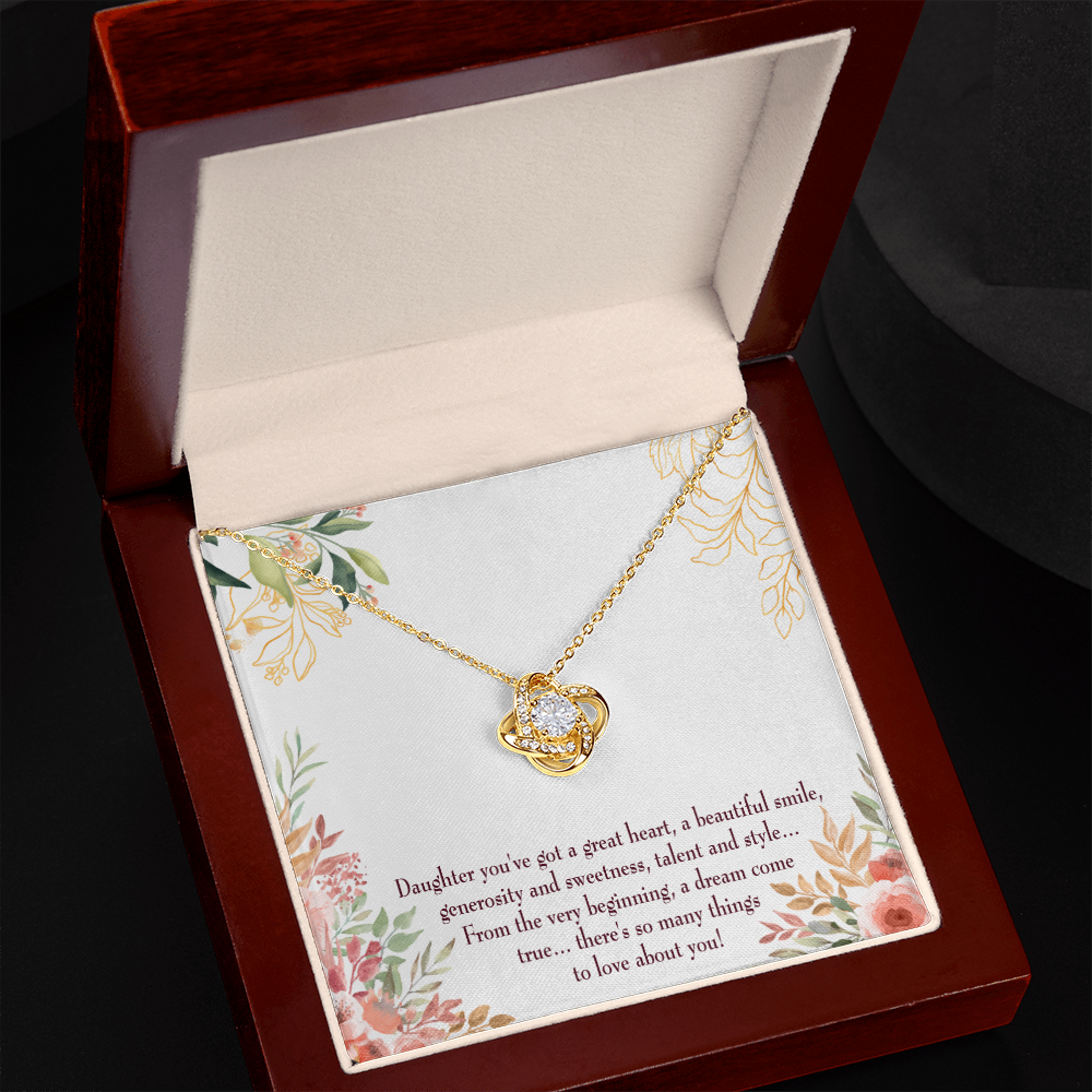 To My Daughter You've Got a Great Heart Infinity Knot Necklace Message Card-Express Your Love Gifts