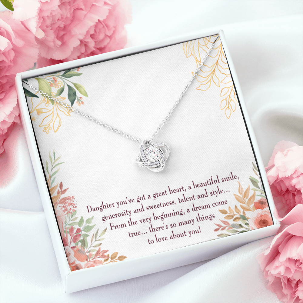 To My Daughter You've Got a Great Heart Infinity Knot Necklace Message Card-Express Your Love Gifts