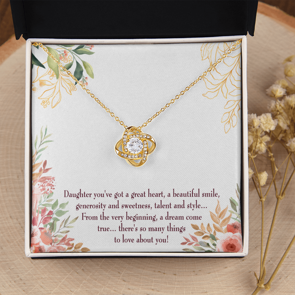 To My Daughter You've Got a Great Heart Infinity Knot Necklace Message Card-Express Your Love Gifts