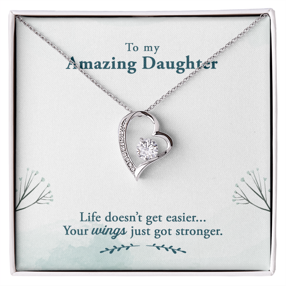 To My Daughter Your Wings Got Stronger Forever Necklace w Message Card-Express Your Love Gifts