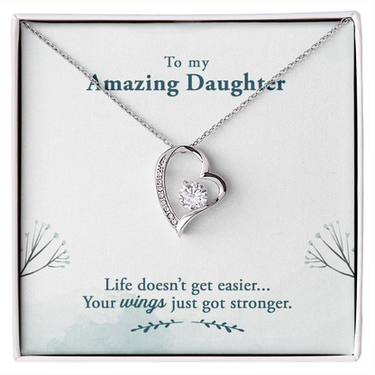 To My Daughter Your Wings Got Stronger Forever Necklace w Message Card-Express Your Love Gifts