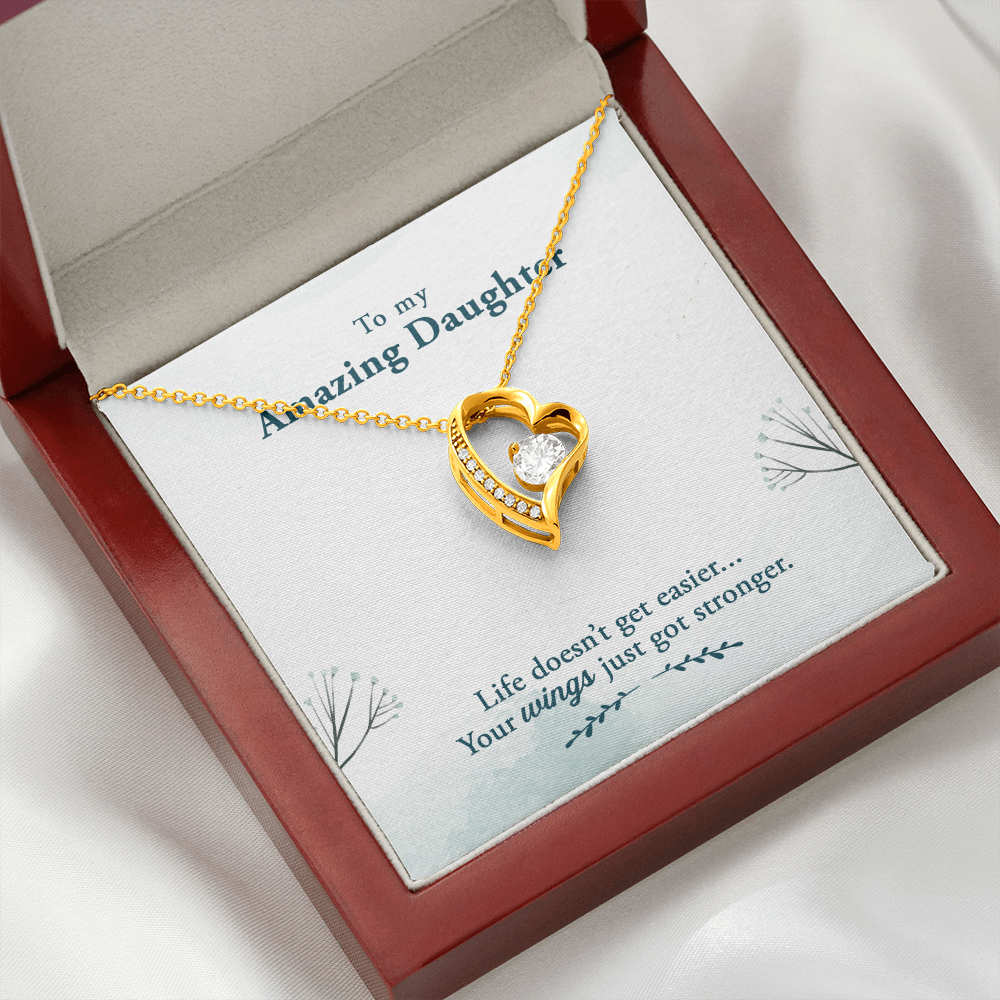 To My Daughter Your Wings Got Stronger Forever Necklace w Message Card-Express Your Love Gifts