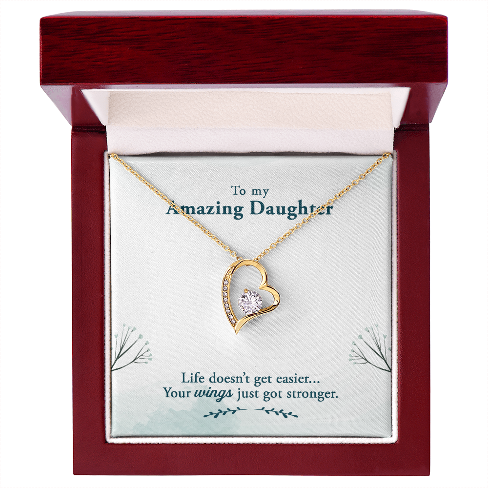 To My Daughter Your Wings Got Stronger Forever Necklace w Message Card-Express Your Love Gifts