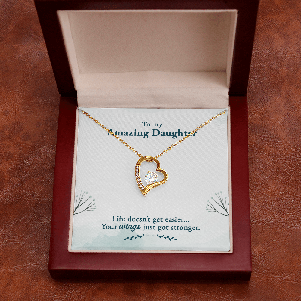 To My Daughter Your Wings Got Stronger Forever Necklace w Message Card-Express Your Love Gifts
