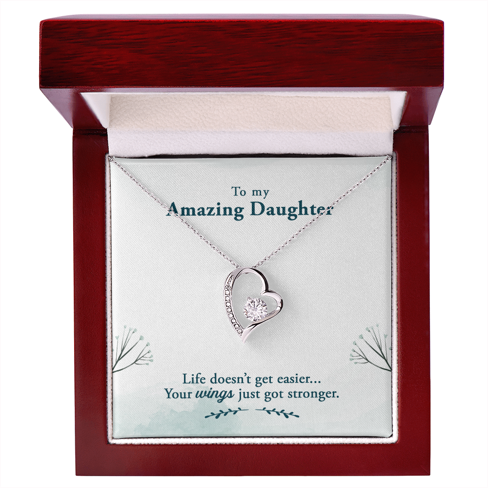 To My Daughter Your Wings Got Stronger Forever Necklace w Message Card-Express Your Love Gifts