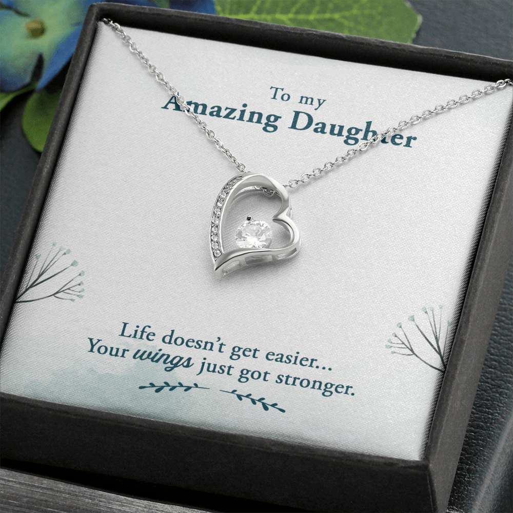 To My Daughter Your Wings Got Stronger Forever Necklace w Message Card-Express Your Love Gifts
