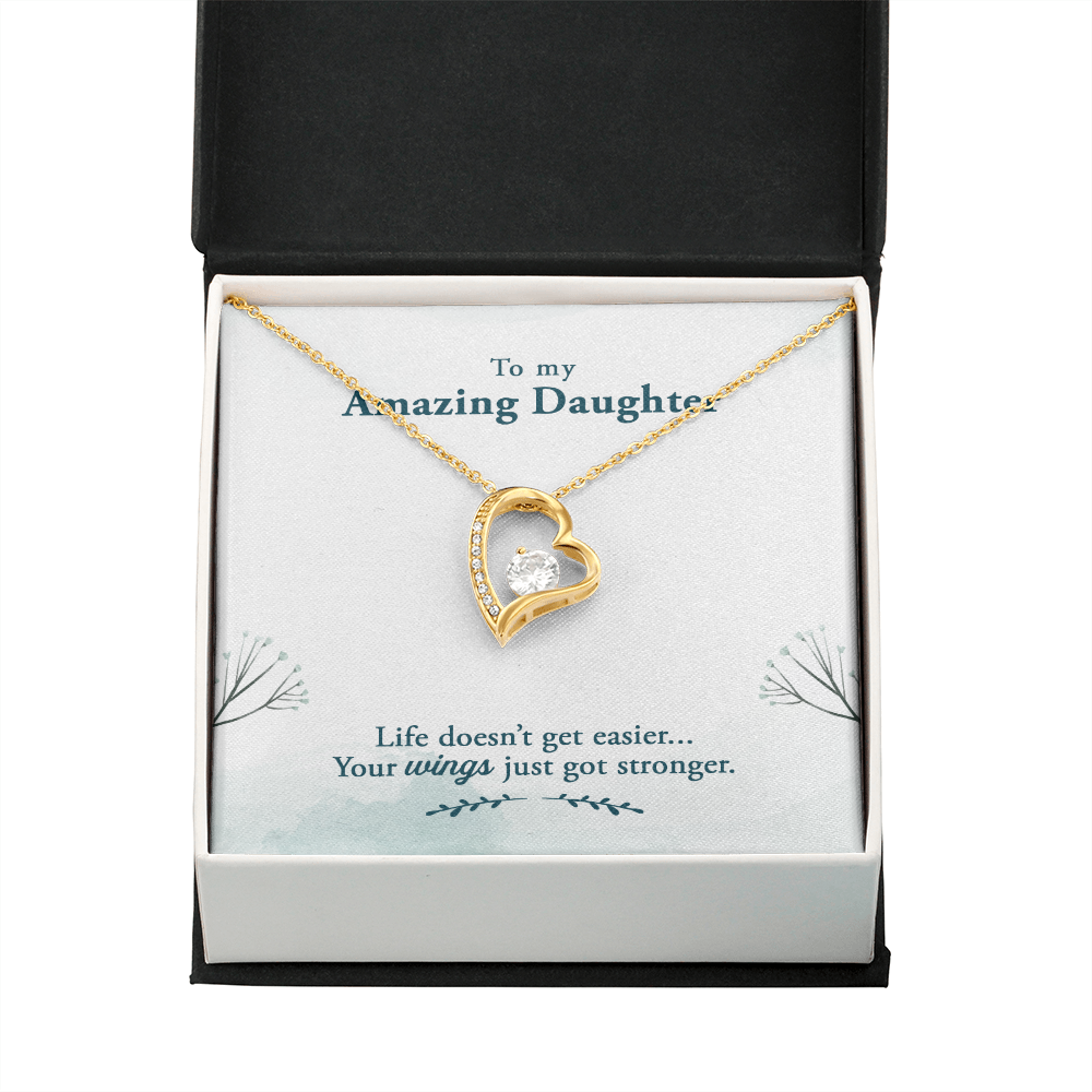 To My Daughter Your Wings Got Stronger Forever Necklace w Message Card-Express Your Love Gifts