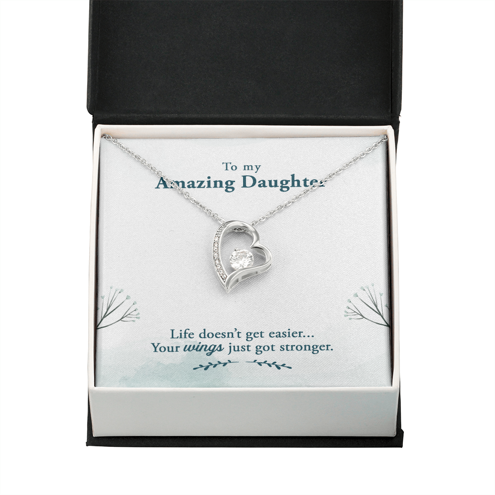To My Daughter Your Wings Got Stronger Forever Necklace w Message Card-Express Your Love Gifts