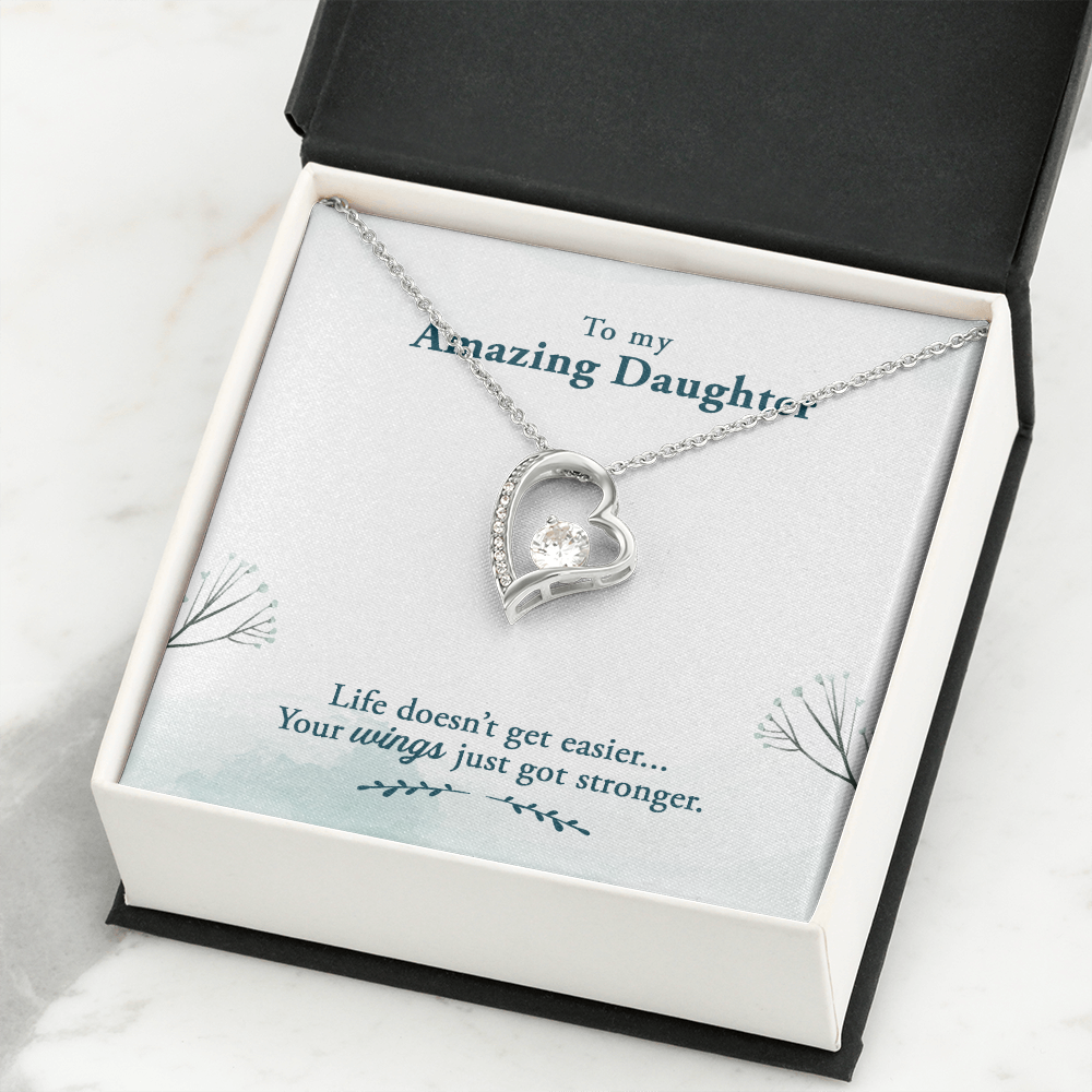 To My Daughter Your Wings Got Stronger Forever Necklace w Message Card-Express Your Love Gifts