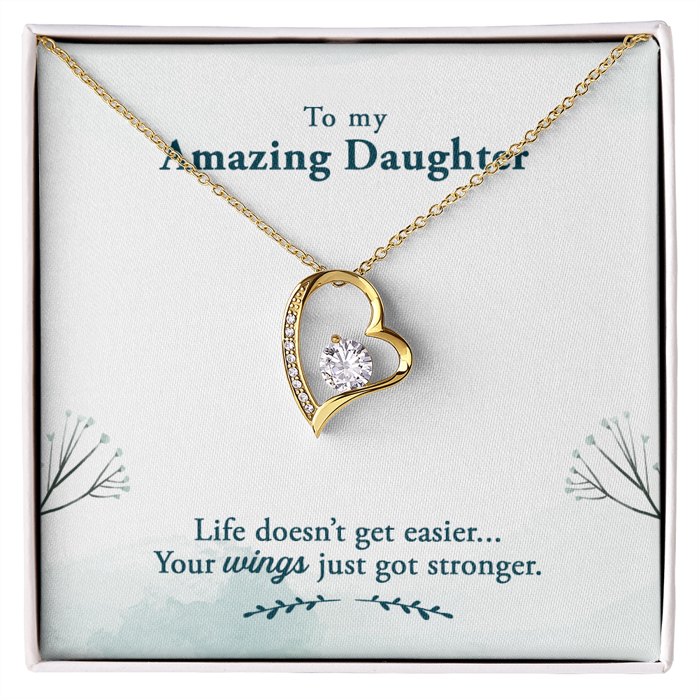To My Daughter Your Wings Got Stronger Forever Necklace w Message Card-Express Your Love Gifts