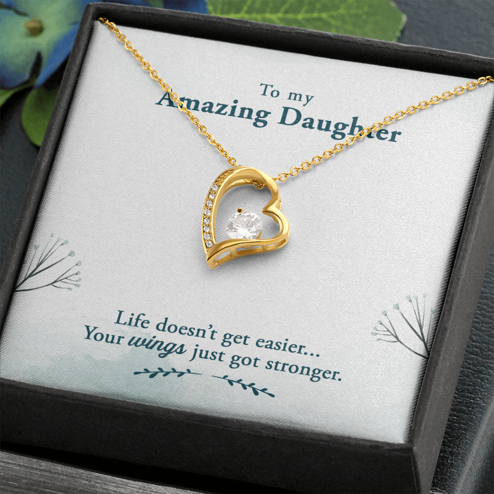 To My Daughter Your Wings Got Stronger Forever Necklace w Message Card-Express Your Love Gifts