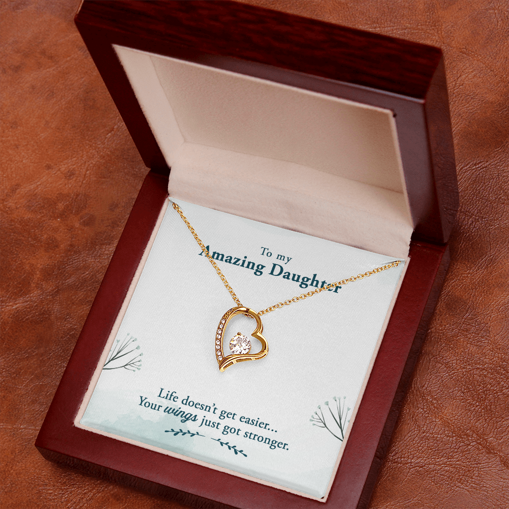 To My Daughter Your Wings Got Stronger Forever Necklace w Message Card-Express Your Love Gifts