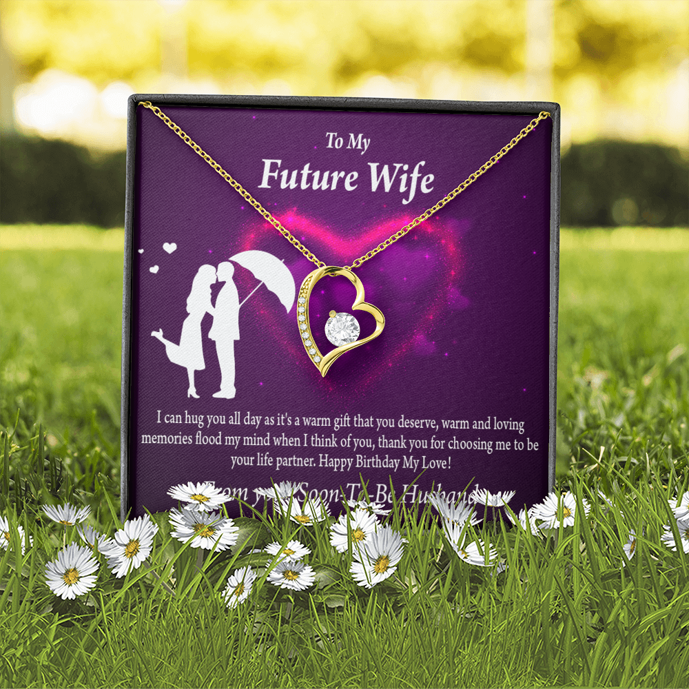 To My Fiancee Awesome Birthday Forever Necklace w Message Card-Express Your Love Gifts