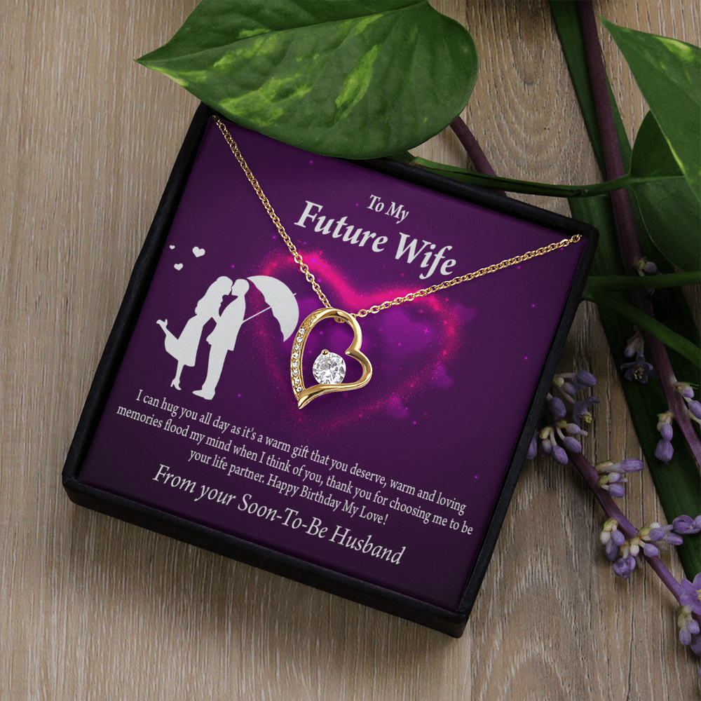 To My Fiancee Awesome Birthday Forever Necklace w Message Card-Express Your Love Gifts