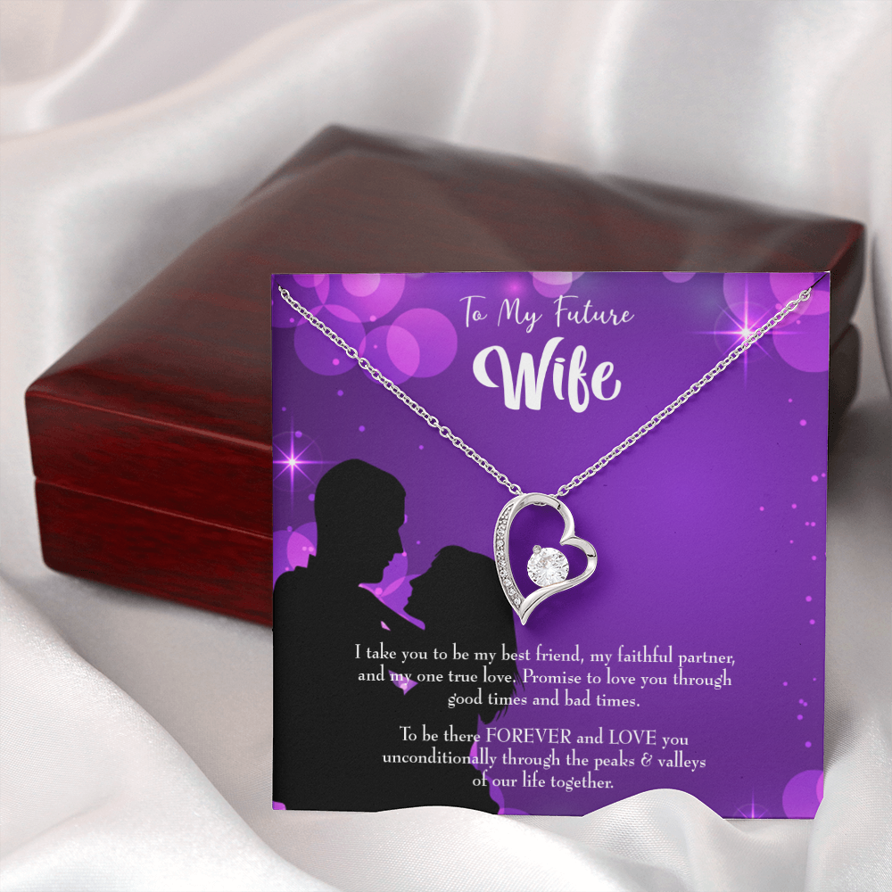 To My Fiancee Be There Forever Forever Necklace w Message Card-Express Your Love Gifts