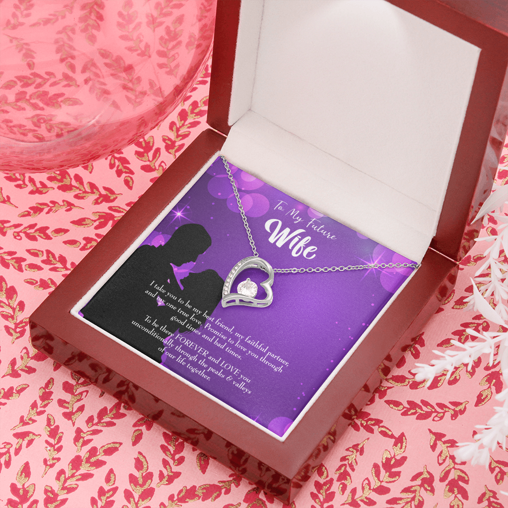 To My Fiancee Be There Forever Forever Necklace w Message Card-Express Your Love Gifts