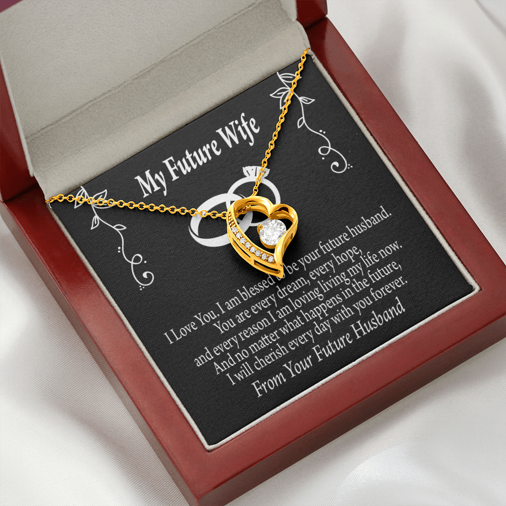 To My Fiancee Every Dream Forever Necklace w Message Card-Express Your Love Gifts