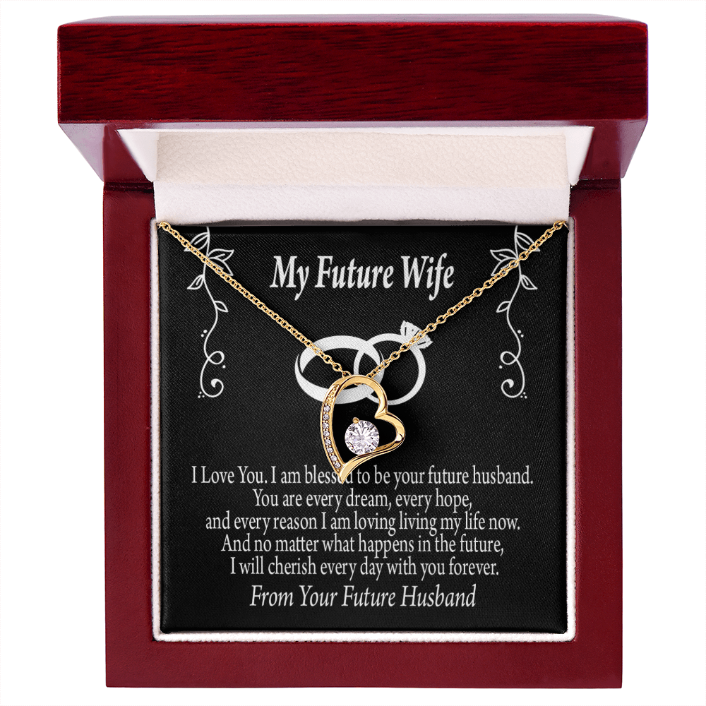 To My Fiancee Every Dream Forever Necklace w Message Card-Express Your Love Gifts