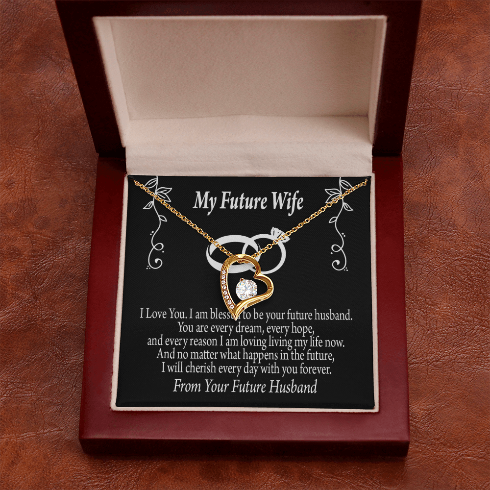 To My Fiancee Every Dream Forever Necklace w Message Card-Express Your Love Gifts